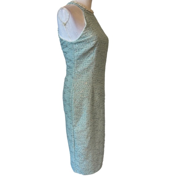 Aqua Blue Sequin Metallic Tweed Dress Small - Picture 5 of 11